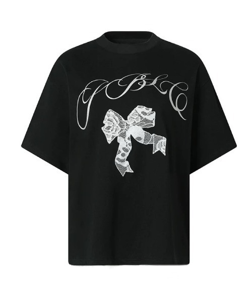 DIAVEL tシャツ 半袖 前プリントリボン半袖Tシャツ レディース