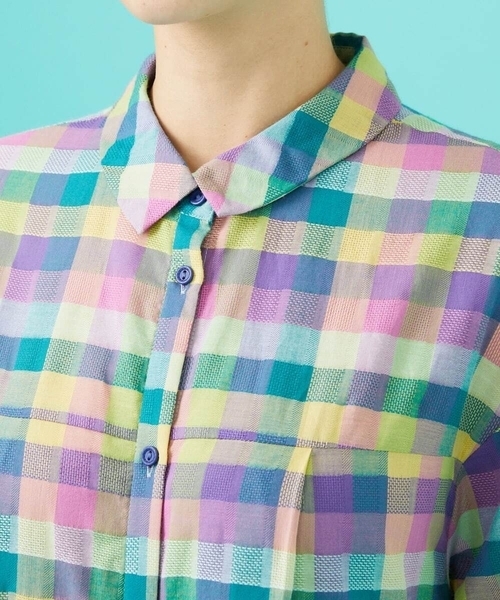 Jocomomola（ホコモモラ） ワンピース ウェーブドビーチェックシャツ