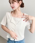 tシャツ 半袖 キャミレイヤード風半袖カーデト...の詳細画像1