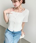 tシャツ 半袖 キャミレイヤード風半袖カーデト...の詳細画像5