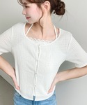 tシャツ 半袖 キャミレイヤード風半袖カーデト...の詳細画像3