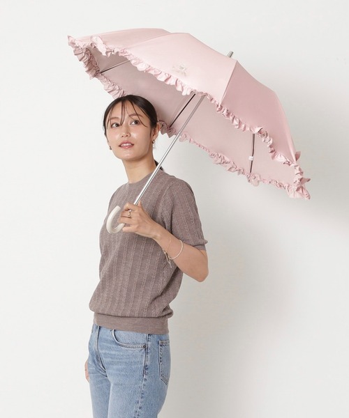 新品PAUL&JOE 晴雨兼用日傘 長傘 ワンポイントクリザンテームフリル 晴雨兼用折りたたみ日傘 フリル 花柄 クリザンテーム ワン