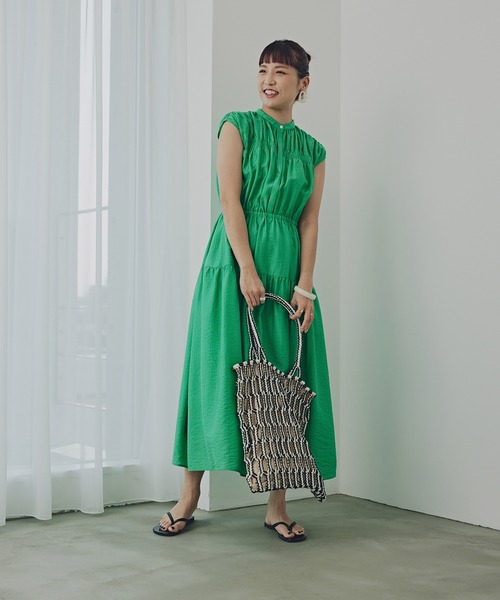 N.Natural Beauty Basic ワンピース フレンチスリーブギャザー