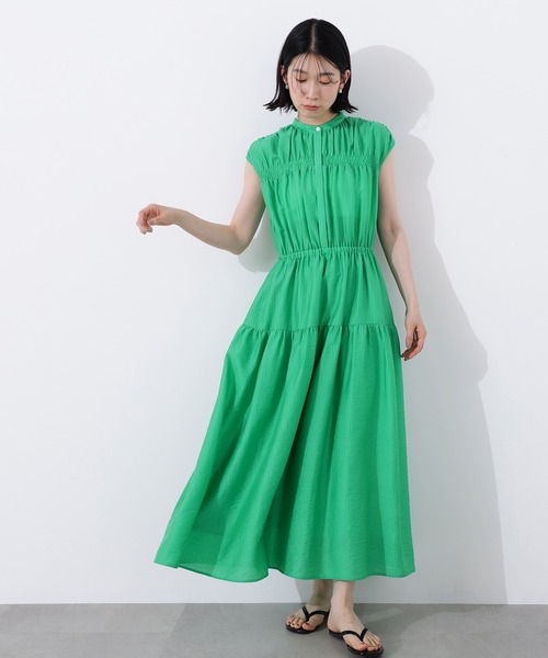 グリーン Bワンピ ぺプラムジャケット風ワンピース(グリーン)K1-356GR-M | OTONA DRESS