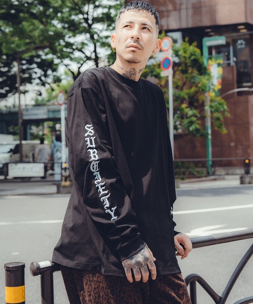 Subciety（サブサエティ） tシャツ Sleeve embroidery tee メンズ