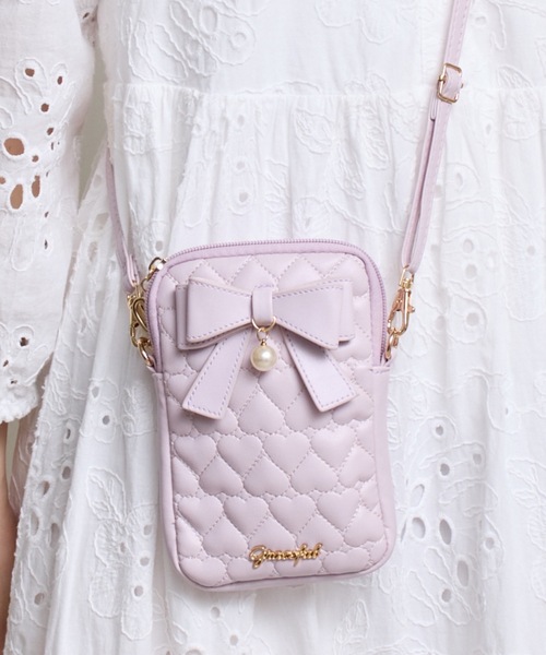 キルティング宝石リボンポシェット 濃いピンク Quilted Gem Ribbon Pochette by Angelic Pretty