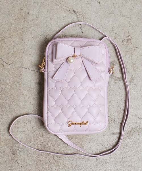 キルティング宝石リボンポシェット 濃いピンク Quilted Gem Ribbon Pochette by Angelic Pretty