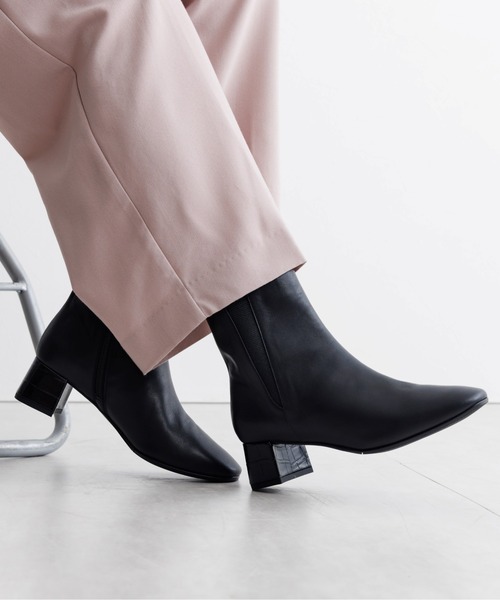 HIMIKO ブーツ 「HIMIKO」「撥水」スクエアトゥサイドゴアブーツ