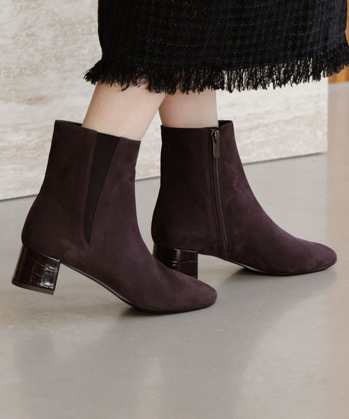 HIMIKO ブーツ 「HIMIKO」「撥水」スクエアトゥサイドゴアブーツ