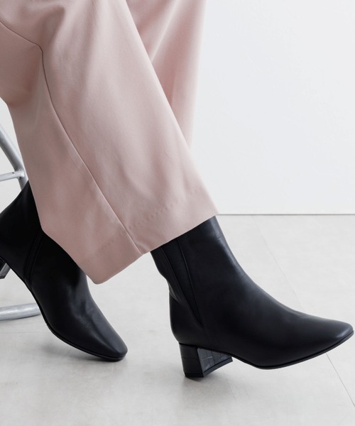 HIMIKO ブーツ 「HIMIKO」「撥水」スクエアトゥサイドゴアブーツ