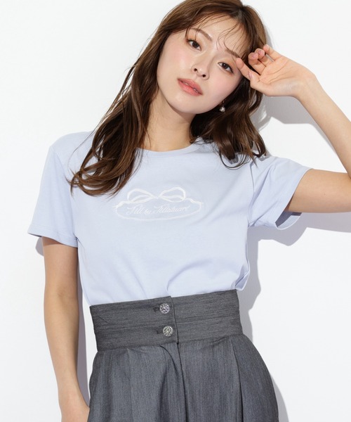 tシャツ オーガニックコットンリボンフレームロゴTシャツ レディース