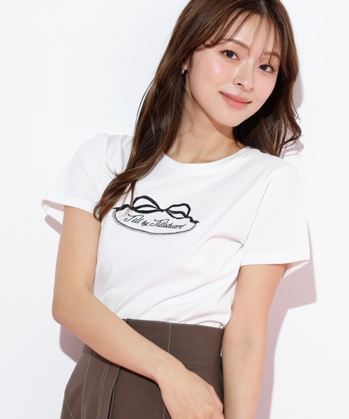 オーガニックコットンリボンフレームロゴTシャツ JILL by JILL STUART｜オーガニックコットンリボンフレームロゴT
