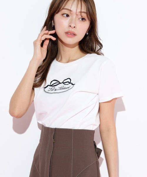 tシャツ オーガニックコットンリボンフレームロゴTシャツ レディース JILL by STUART tシャツ オーガニックコットンリボンフレーム