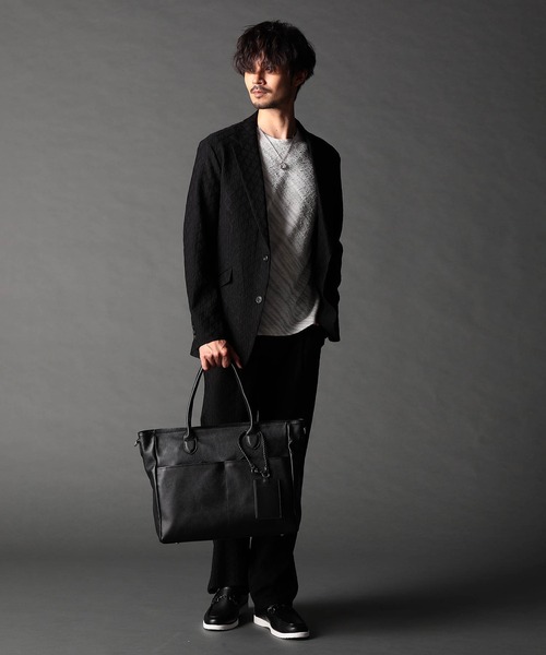 NICOLE CLUB FOR MEN 2wayトートバッグ NICOLE CLUB FOR MEN ベルト シュリンクレザー2WAYトート
