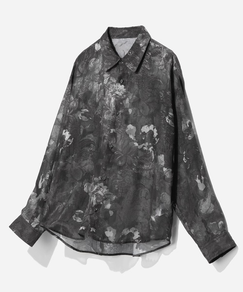 HARE フラワーJQシアーシャツLS 白　フリーサイズ HARE シャツ フラワージャガードシアーシャツLS(HARE) メンズ