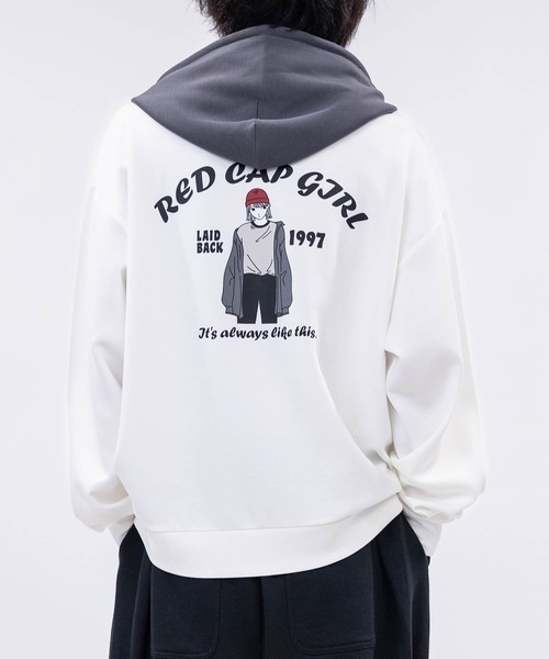 未使用品 希少 50s 60s Vintageパーカー レッド レディースS〜M RED CAP GIRL（レッドキャプガール） パーカー 「a-r」「RedCapGirl