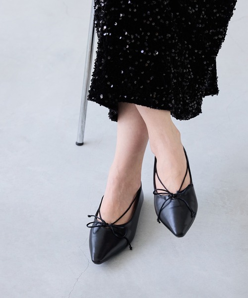 「menue」 フラットパンプス 24.0cm ブラウン レディース
