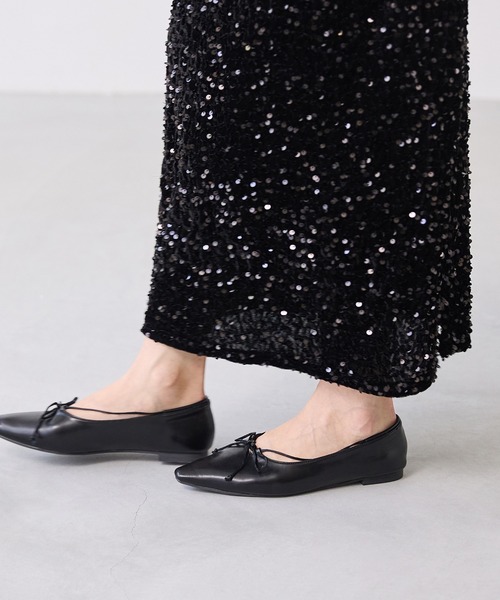 「menue」 フラットパンプス 24.0cm ブラウン レディース