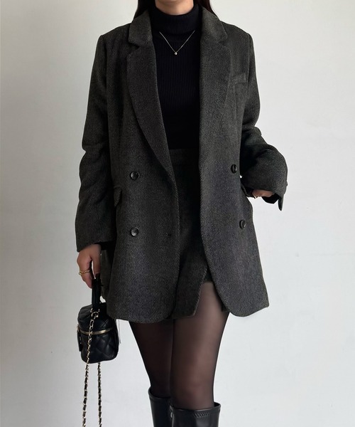 JUNOAH（ジュノア） セットアップ ジャケット+スリットミニスカートset