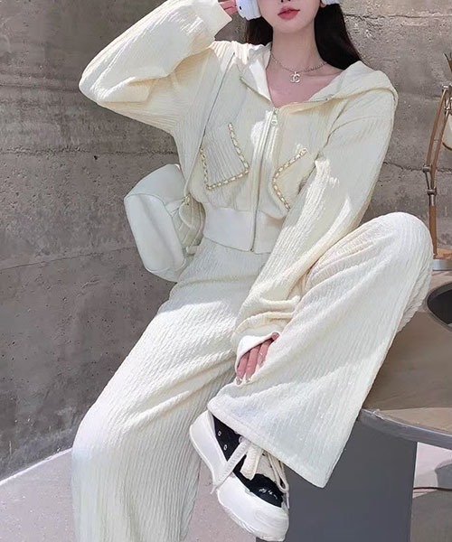 gossip!ロサンゼルス セットアップ フード付きクロップドジャケット