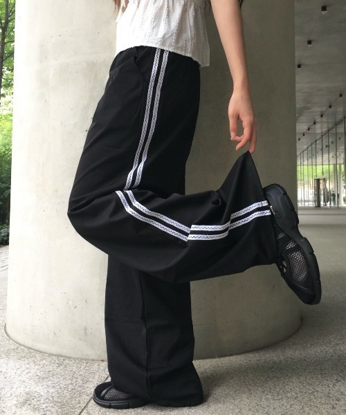 未使用タグ付 ロドリリオン ドローストリングパンツ シアーメッシュ ダイアモンド anyonemore パンツ anyonemore(エニワンモア)/サイドレースライン