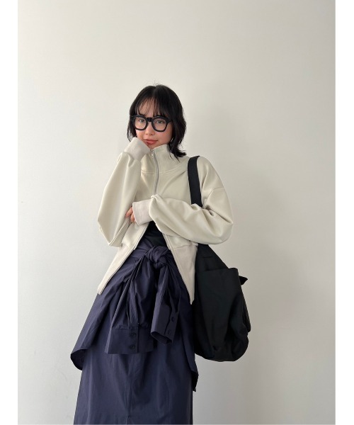 「HANNE」 ジップアップブルゾン FREE アイボリー レディース_画像6