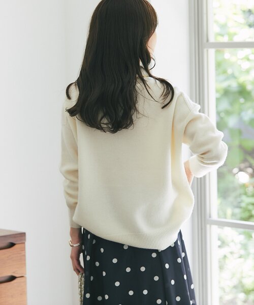 【美品・定価2.9万】ESTNATION ニットポロ L オフホワイト セール】 【洗える】ウールカシミヤ ニットポンチョ （ニット