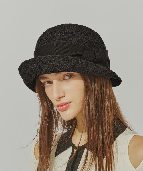 「Chapeau d' O」 ストローハット M/57.5cm ブラック レディース_画像2
