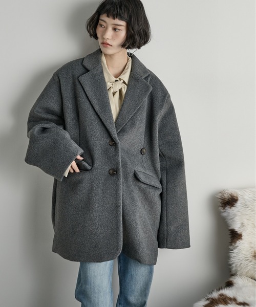 THE Yon コート チェスターコート ウールライクダディジャケットコート