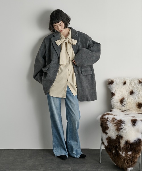 THE Yon コート チェスターコート ウールライクダディジャケットコート