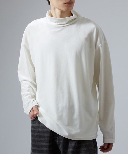 NULL tシャツ 「nl」ベロア素材 ハイネック プルオーバー メンズ