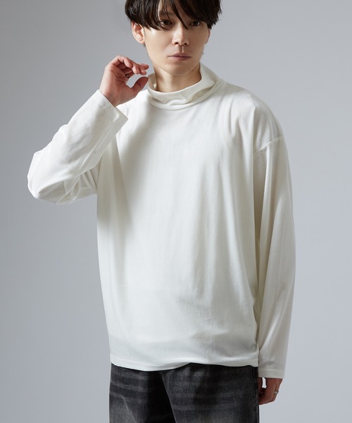 NULL tシャツ 「nl」ベロア素材 ハイネック プルオーバー メンズ
