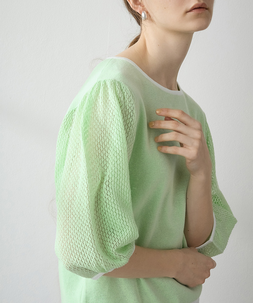 「LE SOUK HOLIDAY」 半袖ニット L ネイビー レディース_画像7