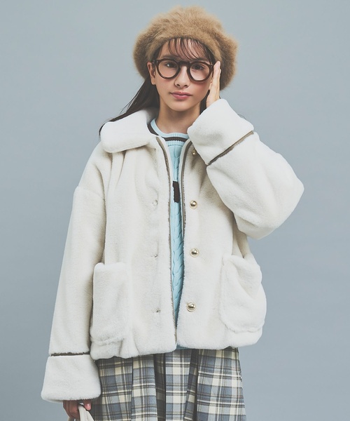 美品　ポンポネットジュニア　フェイクファーブルゾン　M(150cm) pom ponette junior（ポンポネット ジュニア） ブルゾン アウター