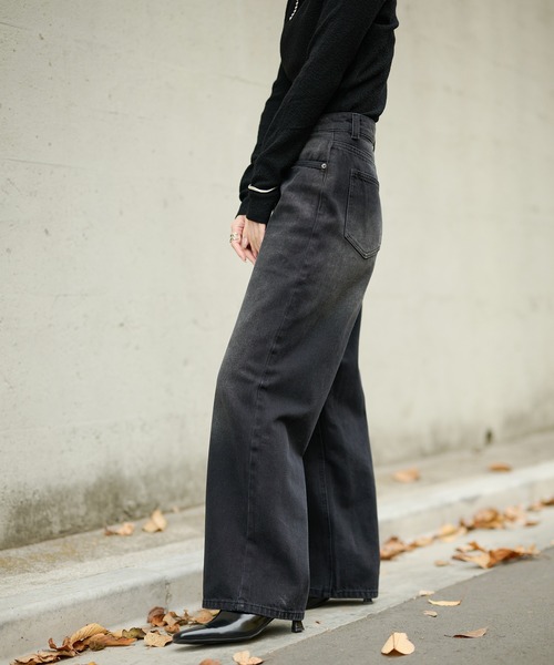  Originals デニムパンツ ワイドストレートブラック　　30 ワイドパンツ ジーンズ デニム デニムパンツ wide leg straight denim