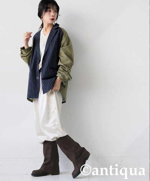 antiqua（アンティカ） ブーツ 折り返し風デザイン ロングブーツ