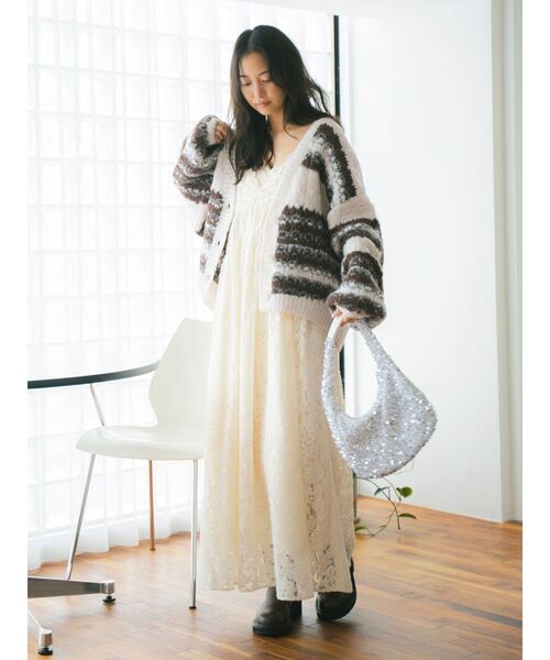 Ungrid（アングリッド） カーディガン ローゲージラメニット