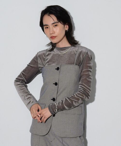 「GALLEST」 長袖カットソー 38 ライトグレー レディース_画像7