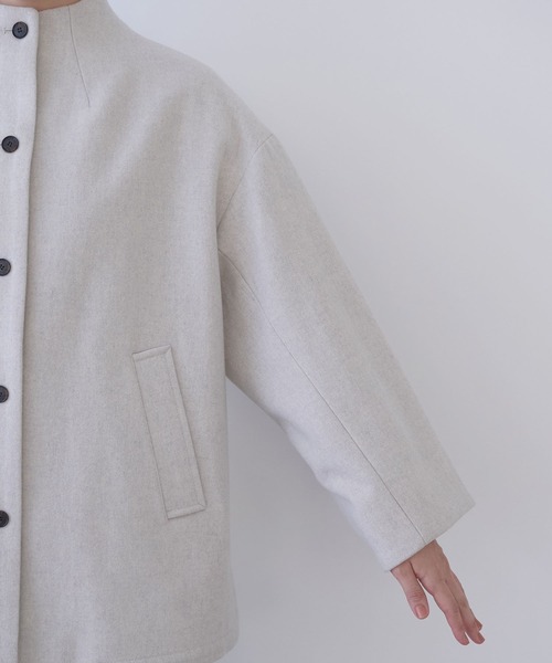 yuni コート アウター W/super100 bottleneck drawstrings hem コート
