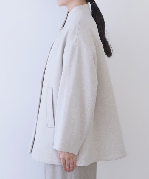 yuni コート アウター W/super100 bottleneck drawstrings hem コート