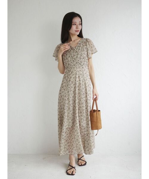 LAGUNAMOON フローラルカシュクールワンピース 【夏服】【半袖】 LAGUNAMOON（ラグナムーン） ワンピース 半袖 フローラルカシュクール