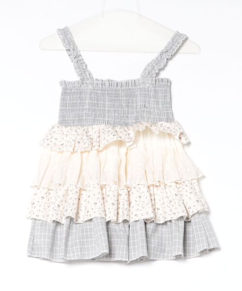 AsRiRe ワンピース 新色追加/26ss チェック×小花柄ティアードリボン