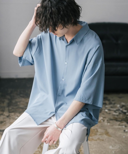「Rocky Monroe」 半袖シャツ L ブルー メンズ_画像6