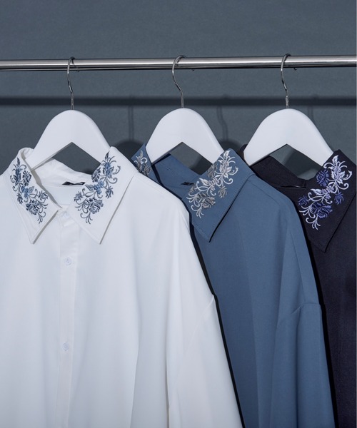 「Ellno Loset」 長袖シャツ MEDIUM ブルー系その他 メンズ_画像3