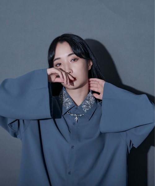 「Ellno Loset」 長袖シャツ MEDIUM ブルー系その他 メンズ_画像5