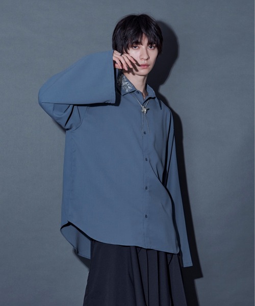 「Ellno Loset」 長袖シャツ MEDIUM ブルー系その他 メンズ_画像7