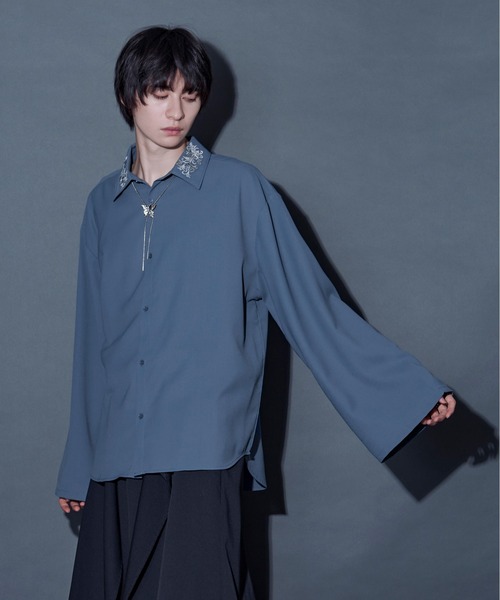 「Ellno Loset」 長袖シャツ MEDIUM ブルー系その他 メンズ_画像8