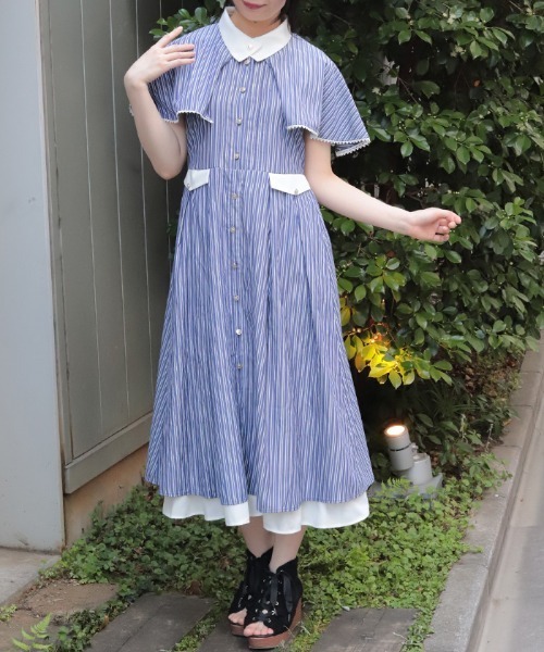 axes femme（アクシーズ ファム） ワンピース 半袖 ケープ付きバイ