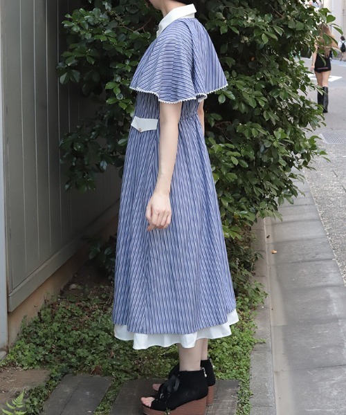axes femme（アクシーズ ファム） ワンピース 半袖 ケープ付きバイ