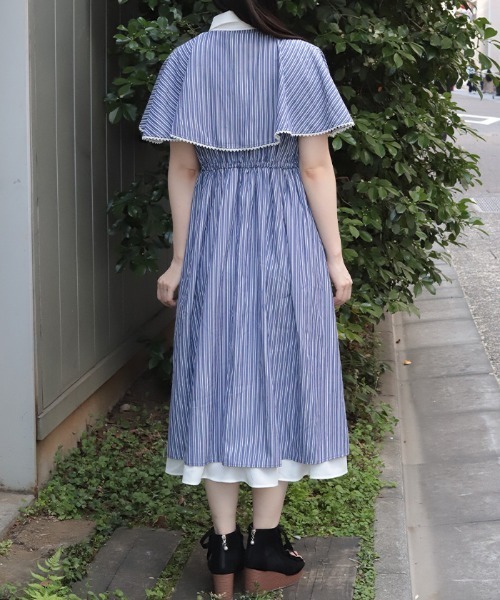 axes femme（アクシーズ ファム） ワンピース 半袖 ケープ付きバイ